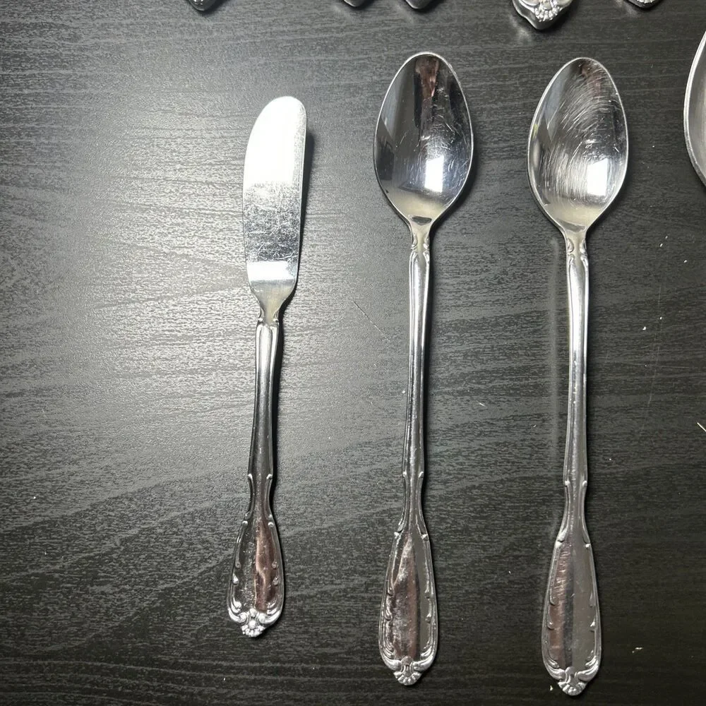 12 Pc Noritake Serenade 18/8 SS, Serving Spoon/fork, Long Sp, Knives, Tbsp, B Kn